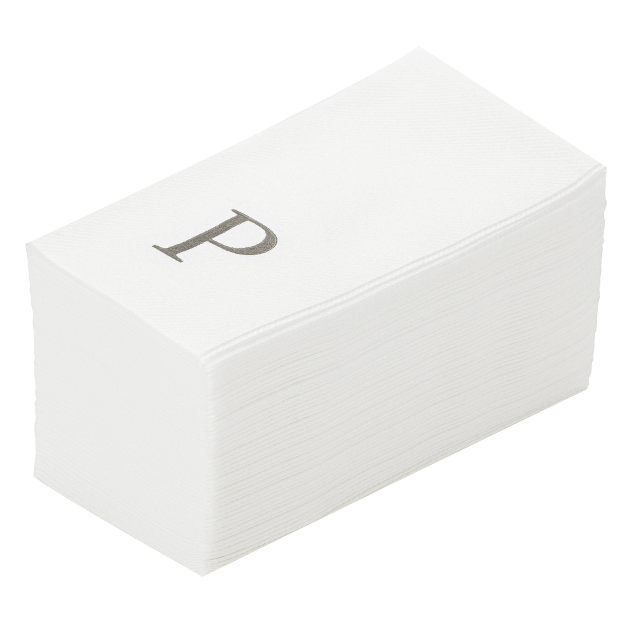 Towels, Guest, Luxenap, Linen-Like, White, with Silver Sans Serif Letter P, Air Laid, 15.75 x 8 Inch,50 - 1 EACH