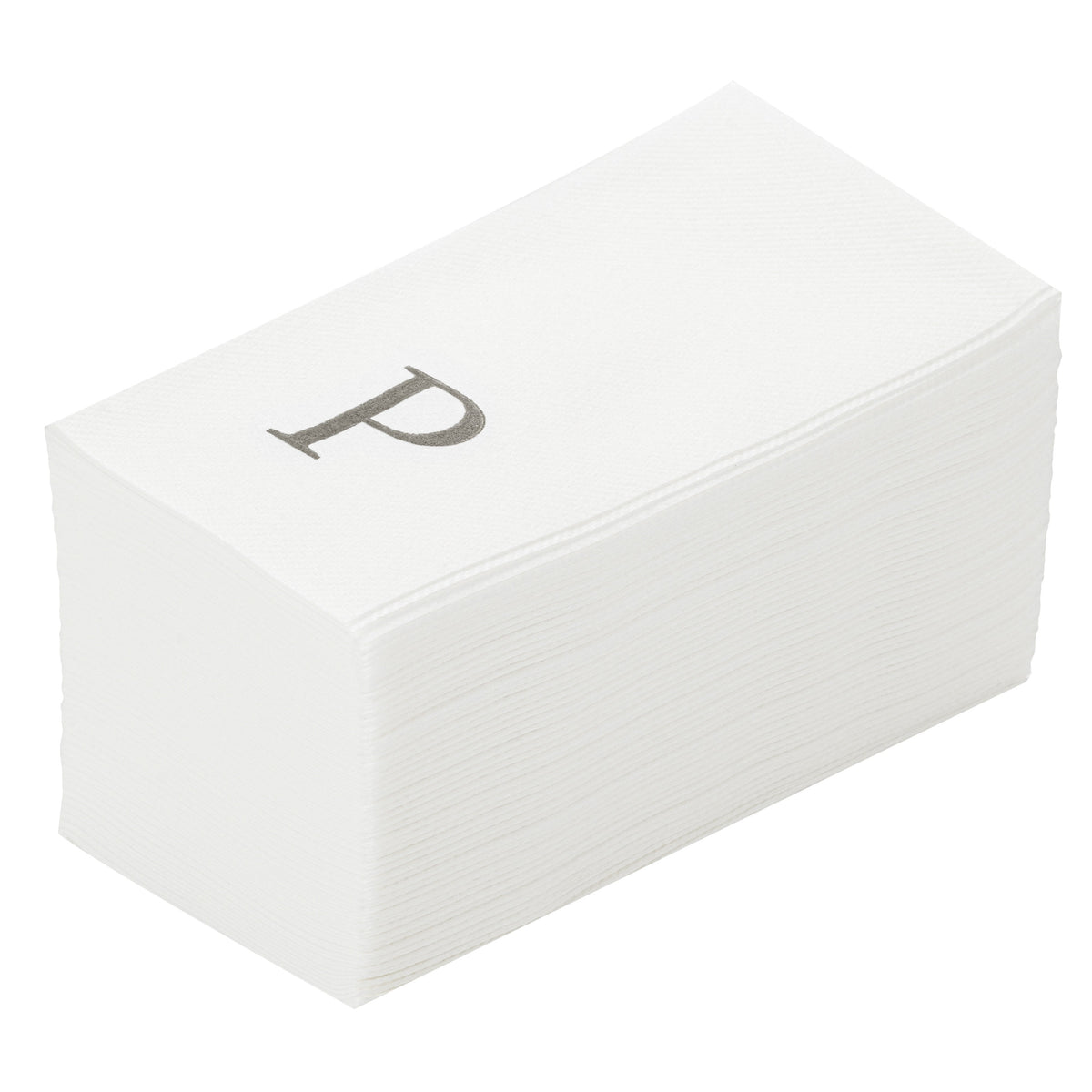 Towels, Guest, Luxenap, Linen-Like, White, with Silver Sans Serif Letter P, Air Laid, 15.75 x 8 Inch, 1 Each,50 - 1 COUNT