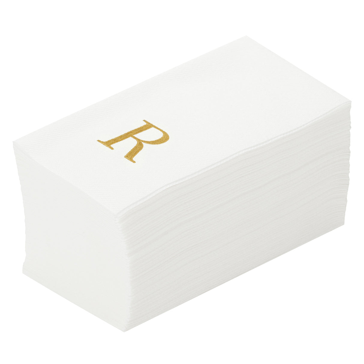 Towels, Guest, Luxenap, Linen-Like, White, with Gold Sans Serif Letter R, Air Laid, 15.75 x 8 Inch,50 - 1 EACH