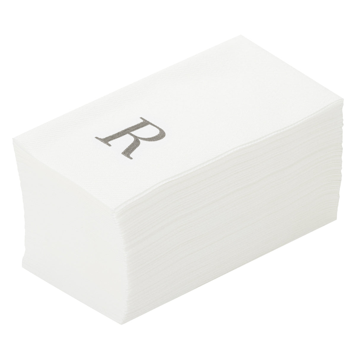 Towels, Guest, Luxenap, Linen-Like, White, with Silver Sans Serif Letter R, Air Laid, 15.75 x 8 Inch, 1 Each,50 - 1 COUNT