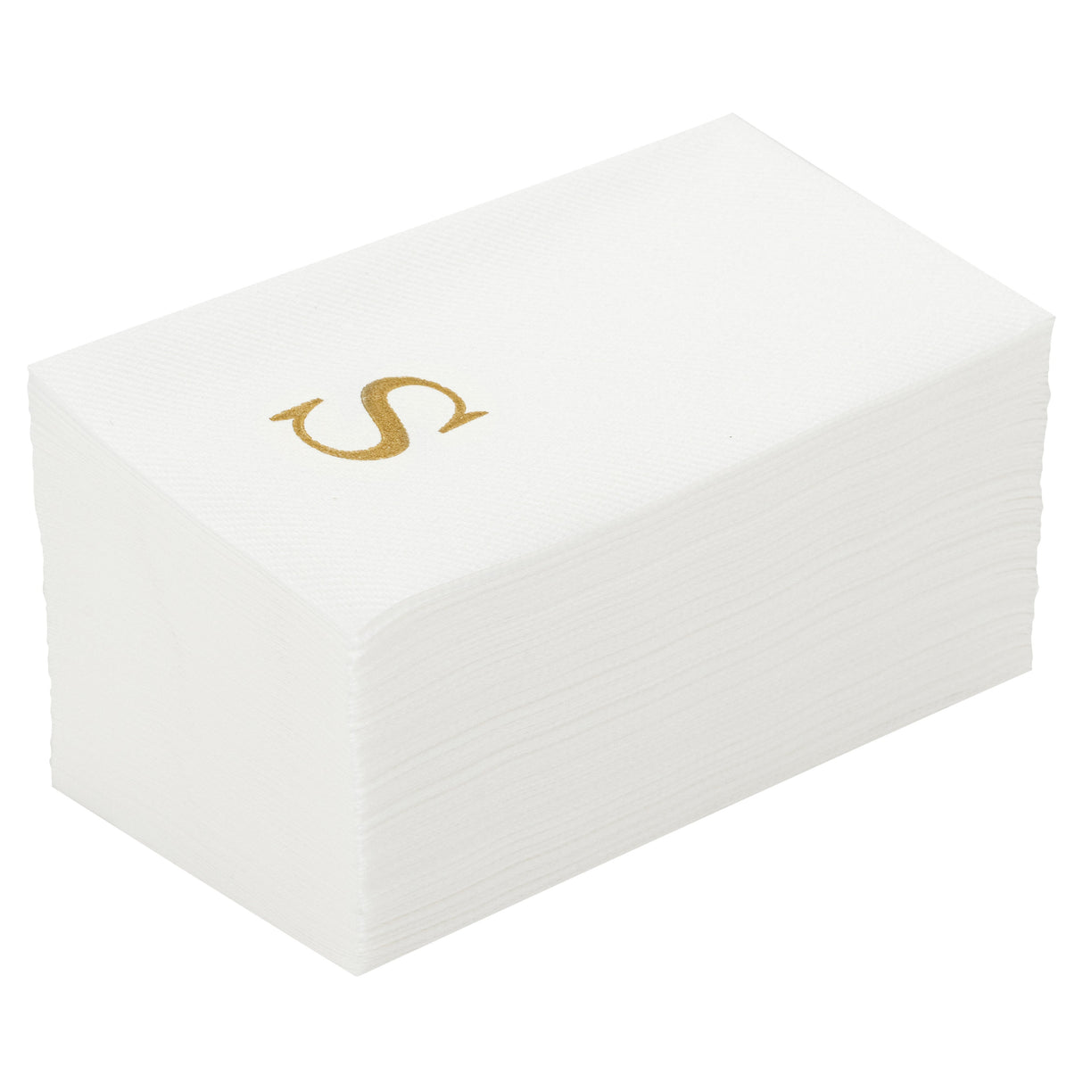 Towels, Guest, Luxenap, Linen-Like, White, with Gold Sans Serif Letter S, Air Laid, 15.75 x 8 Inch,50 - 1 EACH