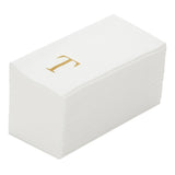 Towels, Guest, Luxenap, Linen-Like, White, with Gold Sans Serif Letter T, Air Laid, 15.75 x 8 Inch,50 - 1 EACH
