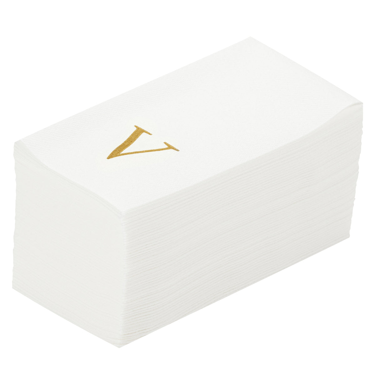 Towels, Guest, Luxenap, Linen-Like, White, with Gold Sans Serif Letter V, Air Laid, 15.75 x 8 Inch, 1 Each,50 - 1 COUNT