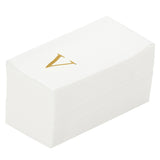 Towels, Guest, Luxenap, Linen-Like, White, with Gold Sans Serif Letter V, Air Laid, 15.75 x 8 Inch, 1 Each,50 - 1 COUNT