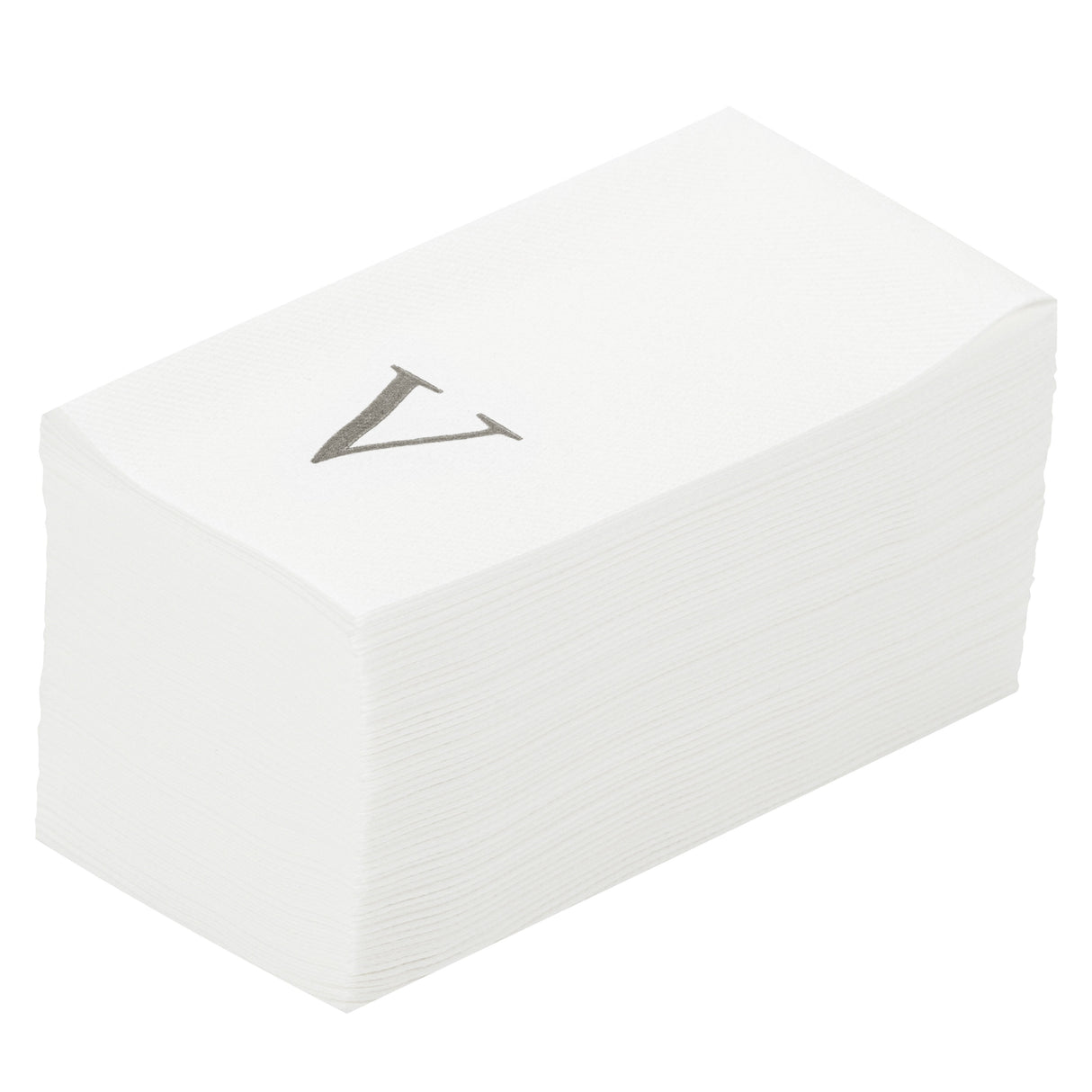 Towels, Guest, Luxenap, Linen-Like, White, with Silver Sans Serif Letter V, Air Laid, 15.75 x 8 Inch,50 - 1 EACH