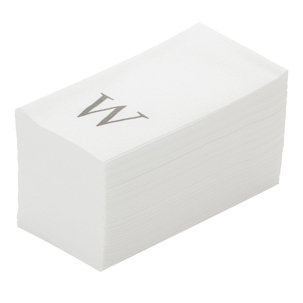 Towels, Guest, Luxenap, Linen-Like, White, with Silver Sans Serif Letter W, Air Laid, 15.75 x 8 Inch, 1 Each,50 - 1 COUNT