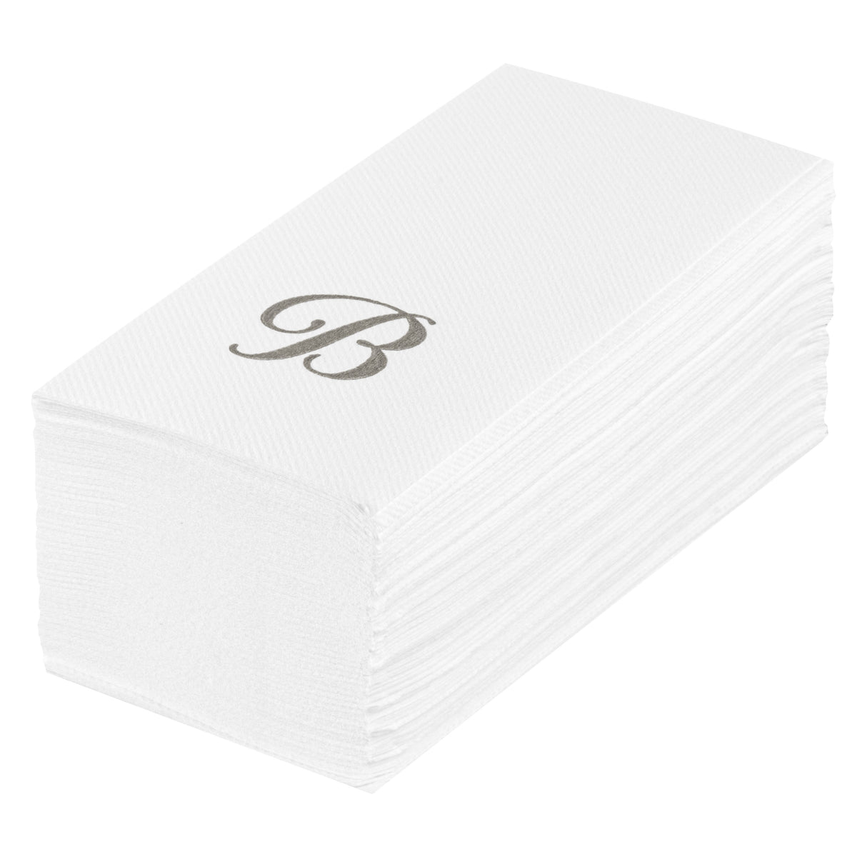 Towels, Guest, Luxenap, Linen-Like, White, with Silver Cursive Letter B, Air Laid, 15.75 x 8 Inch,50 - 1 EACH