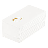 Towels, Guest, Luxenap, Linen-Like, White, with Gold Cursive Letter C, Air Laid, 15.75 x 8 Inch, 1 Each,50 - 1 COUNT