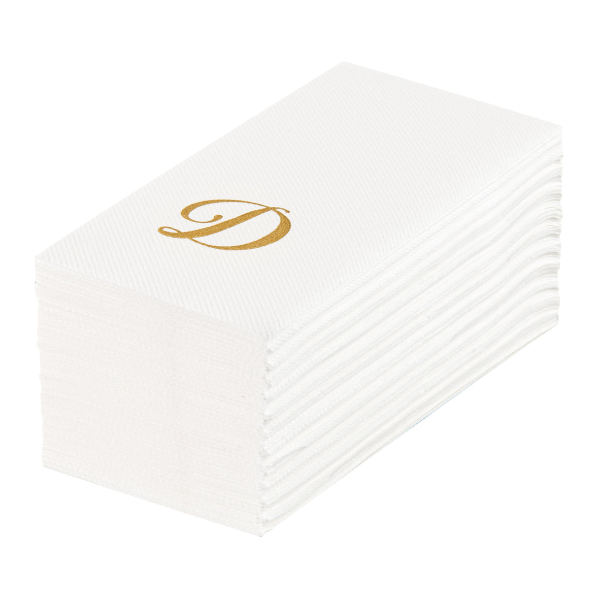 Towels, Guest, Luxenap, Linen-Like, White, with Gold Cursive Letter D, Air Laid, 15.75 x 8 Inch,50 - 1 EACH