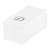 Towels, Guest, Luxenap, Linen-Like, White, with Silver Cursive Letter D, Air Laid, 15.75 x 8 Inch,50 - 1 EACH