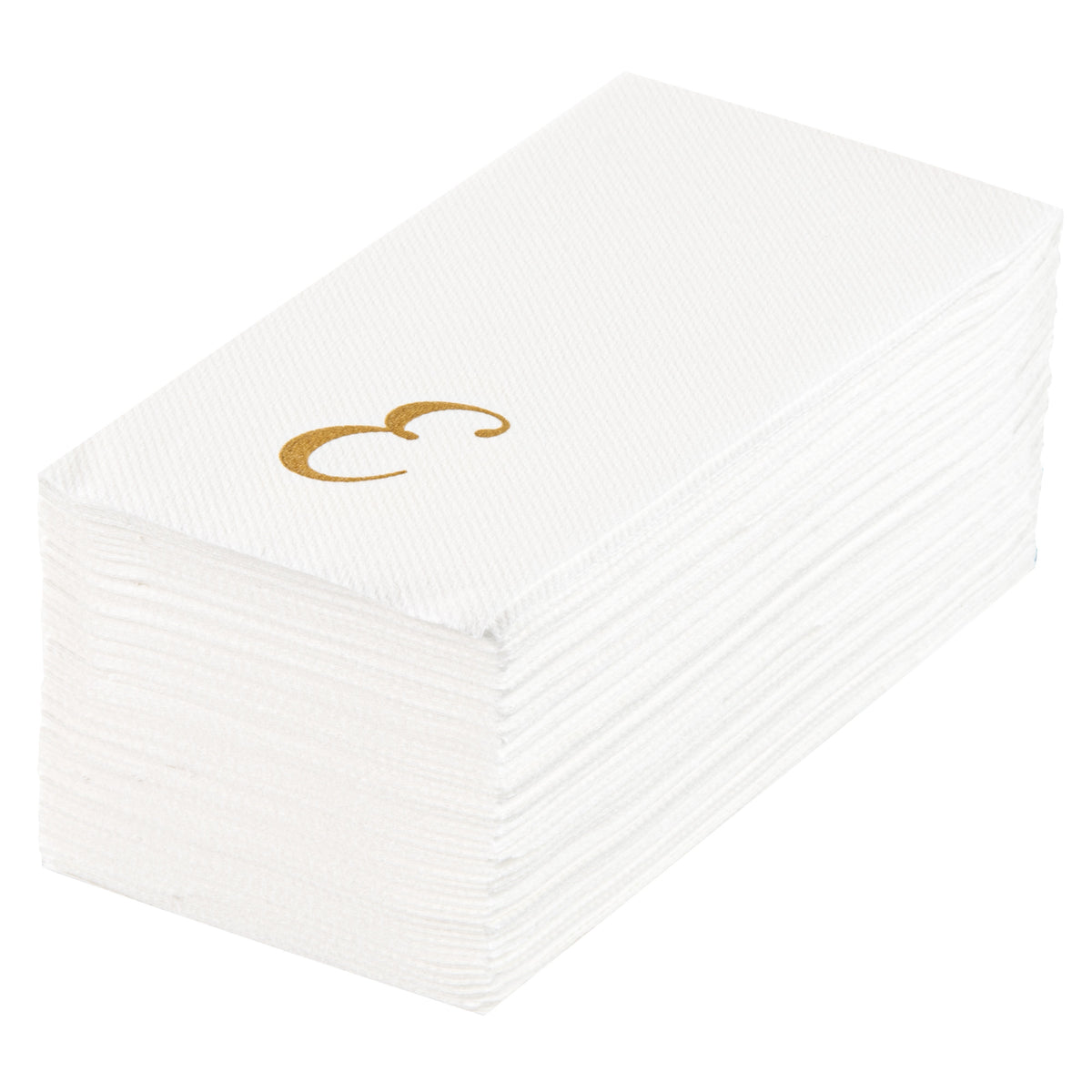 Towels, Guest, Luxenap, Linen-Like, White, with Gold Cursive Letter E, Air Laid, 15.75 x 8 Inch, 1 Each,50 - 1 COUNT