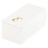 Towels, Guest, Luxenap, Linen-Like, White, with Gold Cursive Letter E, Air Laid, 15.75 x 8 Inch, 1 Each,50 - 1 COUNT