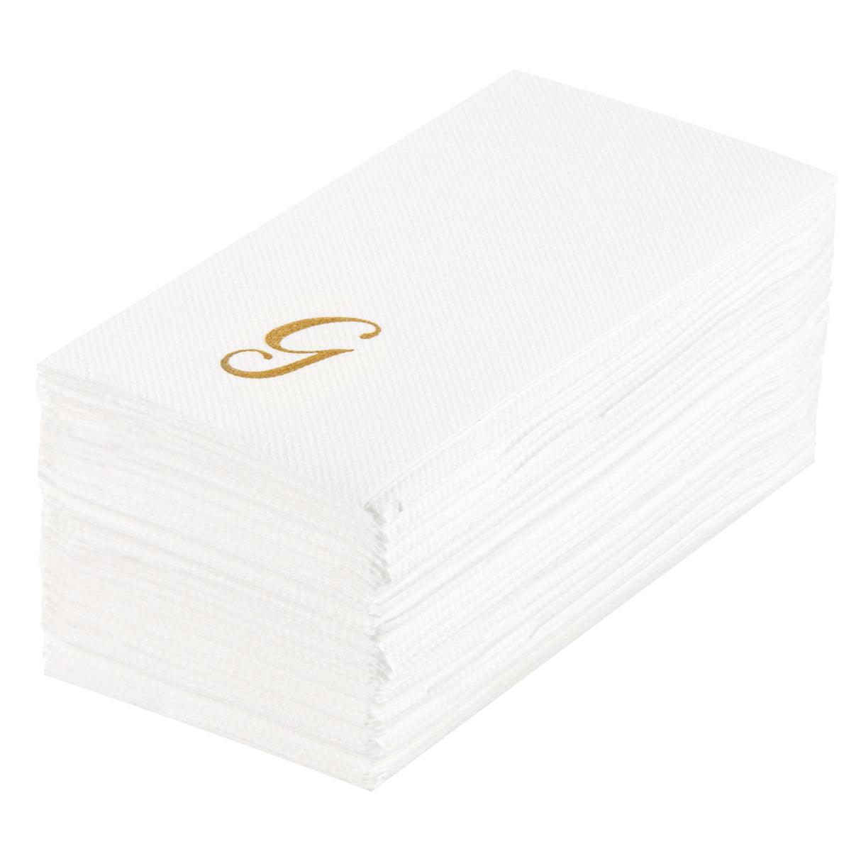Towels, Guest, Luxenap, Linen-Like, White, with Gold Cursive Letter G, Air Laid, 15.75 x 8 Inch,50 - 1 EACH