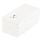 Towels, Guest, Luxenap, Linen-Like, White, with Gold Cursive Letter G, Air Laid, 15.75 x 8 Inch, 1 Each,50 - 1 COUNT