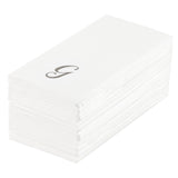 Towels, Guest, Luxenap, Linen-Like, White, with Silver Cursive Letter G, Air Laid, 15.75 x 8 Inch, 1 Each,50 - 1 COUNT