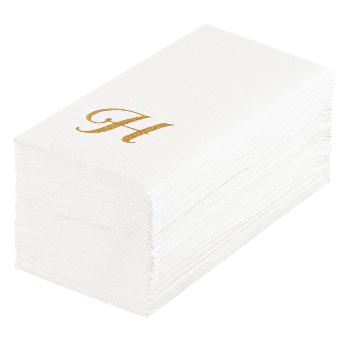 Towels, Guest, Luxenap, Linen-Like, White, with Gold Cursive Letter H, Air Laid, 15.75 x 8 Inch, 1 Each,50 - 1 COUNT