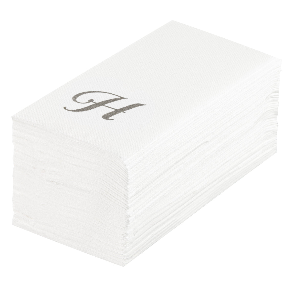 Towels, Guest, Luxenap, Linen-Like, White, with Silver Cursive Letter H, Air Laid, 15.75 x 8 Inch, 1 Each,50 - 1 COUNT