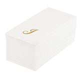 Towels, Guest, Luxenap, Linen-Like, White, with Gold Cursive Letter J, Air Laid, 15.75 x 8 Inch, 1 Each,50 - 1 COUNT