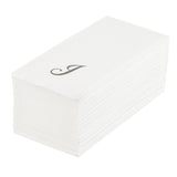 Towels, Guest, Luxenap, Linen-Like, White, with Silver Cursive Letter J, Air Laid, 15.75 x 8 Inch,50 - 1 EACH