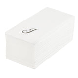 Towels, Guest, Luxenap, Linen-Like, White, with Silver Cursive Letter J, Air Laid, 15.75 x 8 Inch, 1 Each,50 - 1 COUNT