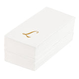 Towels, Guest, Luxenap, Linen-Like, White, with Gold Cursive Letter L, Air Laid, 15.75 x 8 Inch, 1 Each,50 - 1 COUNT