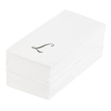Towels, Guest, Luxenap, Linen-Like, White, with Silver Cursive Letter L, Air Laid, 15.75 x 8 Inch,50 - 1 EACH