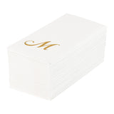 Towels, Guest, Luxenap, Linen-Like, White, with Gold Cursive Letter M, Air Laid, 15.75 x 8 Inch,50 - 1 EACH