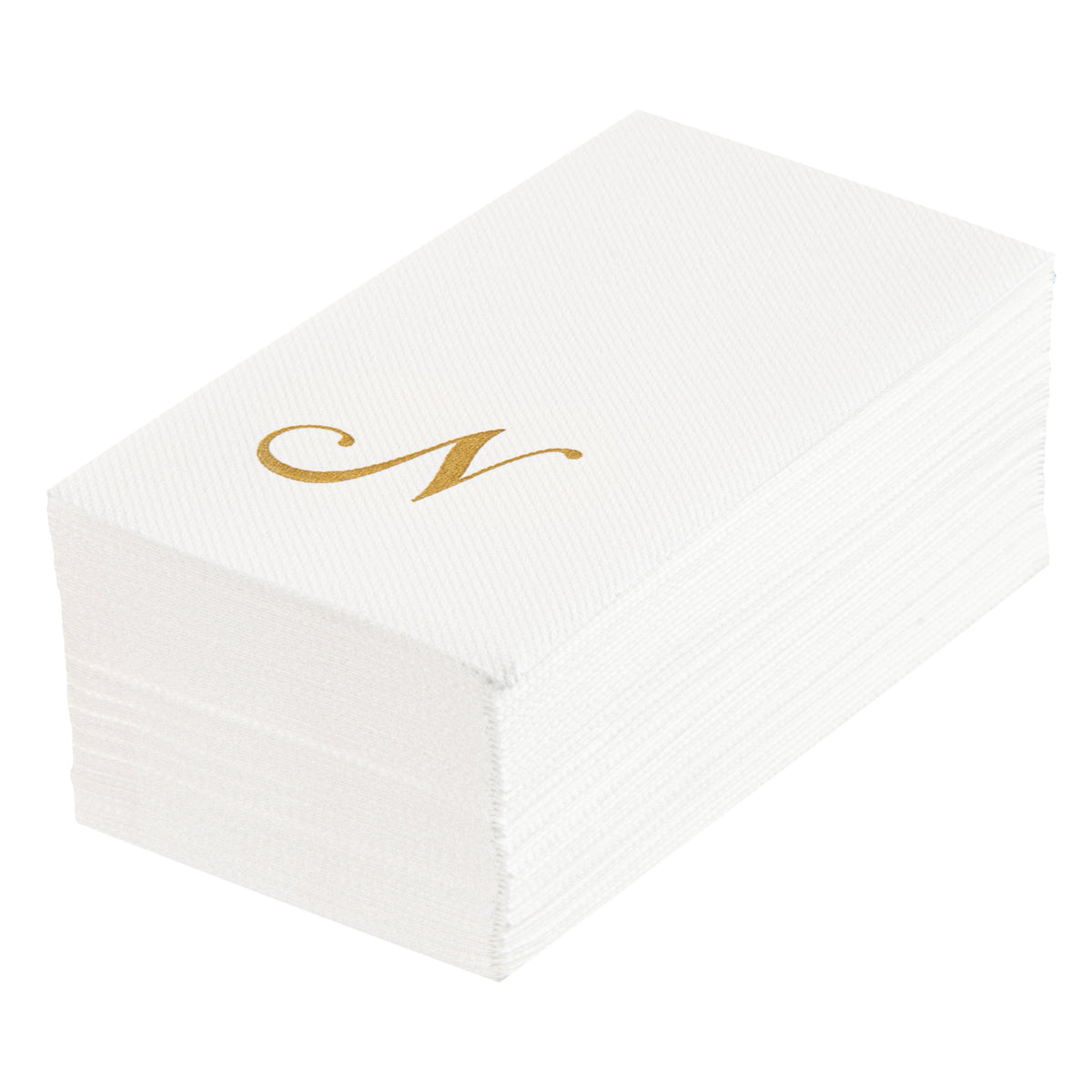 Towels, Guest, Luxenap, Linen-Like, White, with Gold Cursive Letter N, Air Laid, 15.75 x 8 Inch, 1 Each,50 - 1 COUNT