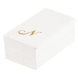 Towels, Guest, Luxenap, Linen-Like, White, with Gold Cursive Letter N, Air Laid, 15.75 x 8 Inch, 1 Each,50 - 1 COUNT