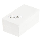 Towels, Guest, Luxenap, Linen-Like, White, with Silver Cursive Letter N, Air Laid, 15.75 x 8 Inch,50 - 1 EACH