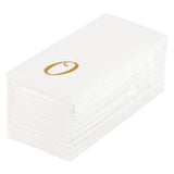 Towels, Guest, Luxenap, Linen-Like, White, with Gold Cursive Letter O, Air Laid, 15.75 x 8 Inch, 1 Each,50 - 1 COUNT