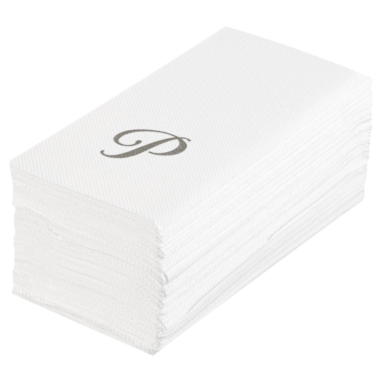 Towels, Guest, Luxenap, Linen-Like, White, with Silver Cursive Letter P, Air Laid, 15.75 x 8 Inch,50 - 1 EACH
