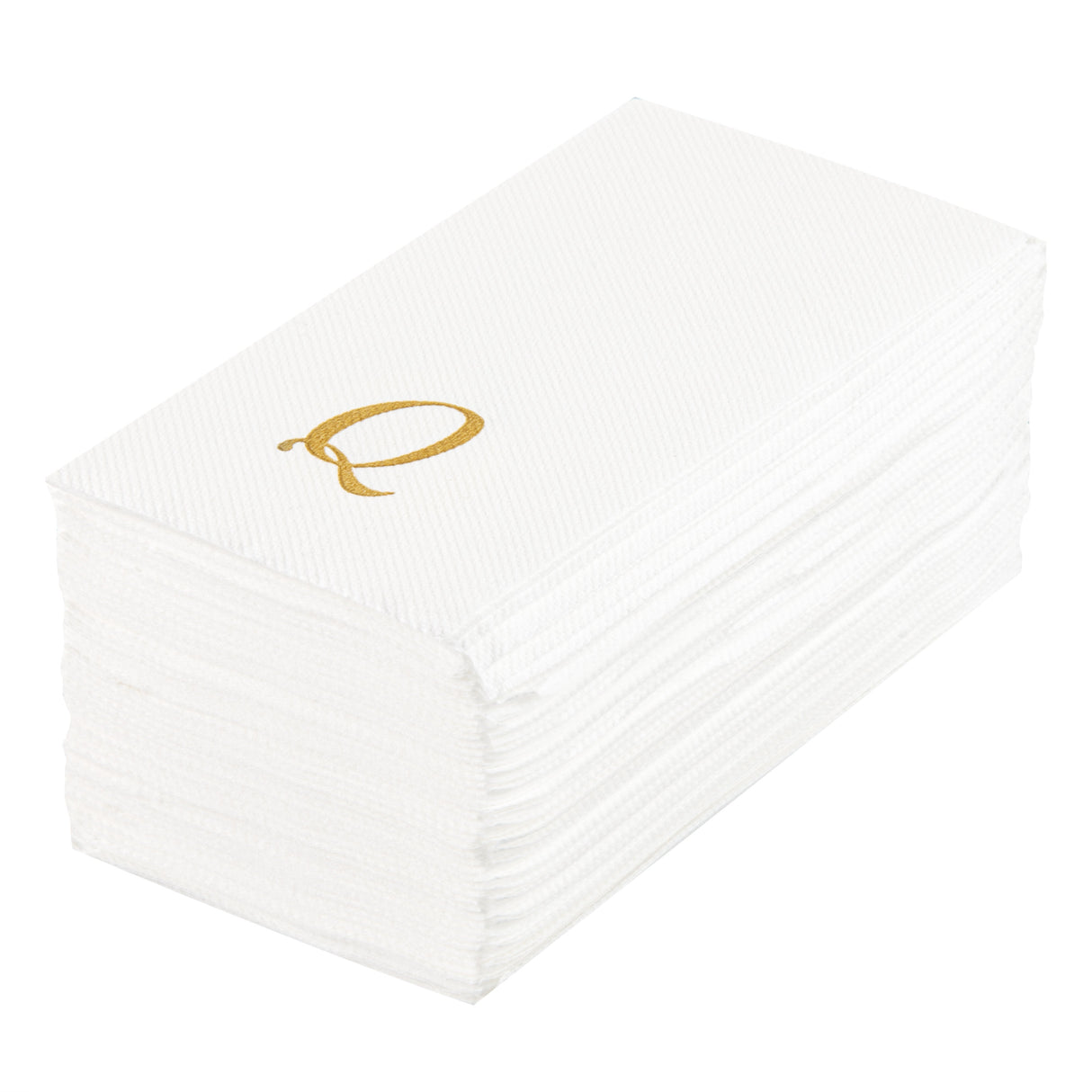 Towels, Guest, Luxenap, Linen-Like, White, with Gold Cursive Letter Q, Air Laid, 15.75 x 8 Inch,50 - 1 EACH