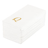Towels, Guest, Luxenap, Linen-Like, White, with Gold Cursive Letter Q, Air Laid, 15.75 x 8 Inch,50 - 1 EACH