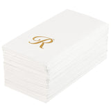 Towels, Guest, Luxenap, Linen-Like, White, with Gold Cursive Letter R, Air Laid, 15.75 x 8 Inch,50 - 1 EACH