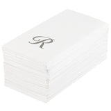 Towels, Guest, Luxenap, Linen-Like, White, with Silver Cursive Letter R, Air Laid, 15.75 x 8 Inch,50 - 1 EACH