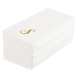 Towels, Guest, Luxenap, Linen-Like, White, with Gold Cursive Letter S, Air Laid, 15.75 x 8 Inch, 1 Each,50 - 1 COUNT