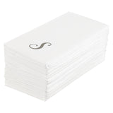 Towels, Guest, Luxenap, Linen-Like, White, with Silver Cursive Letter S, Air Laid, 15.75 x 8 Inch,50 - 1 EACH