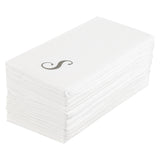 Towels, Guest, Luxenap, Linen-Like, White, with Silver Cursive Letter S, Air Laid, 15.75 x 8 Inch, 1 Each,50 - 1 COUNT