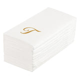 Towels, Guest, Luxenap, Linen-Like, White, with Gold Cursive Letter T, Air Laid, 15.75 x 8 Inch,50 - 1 EACH