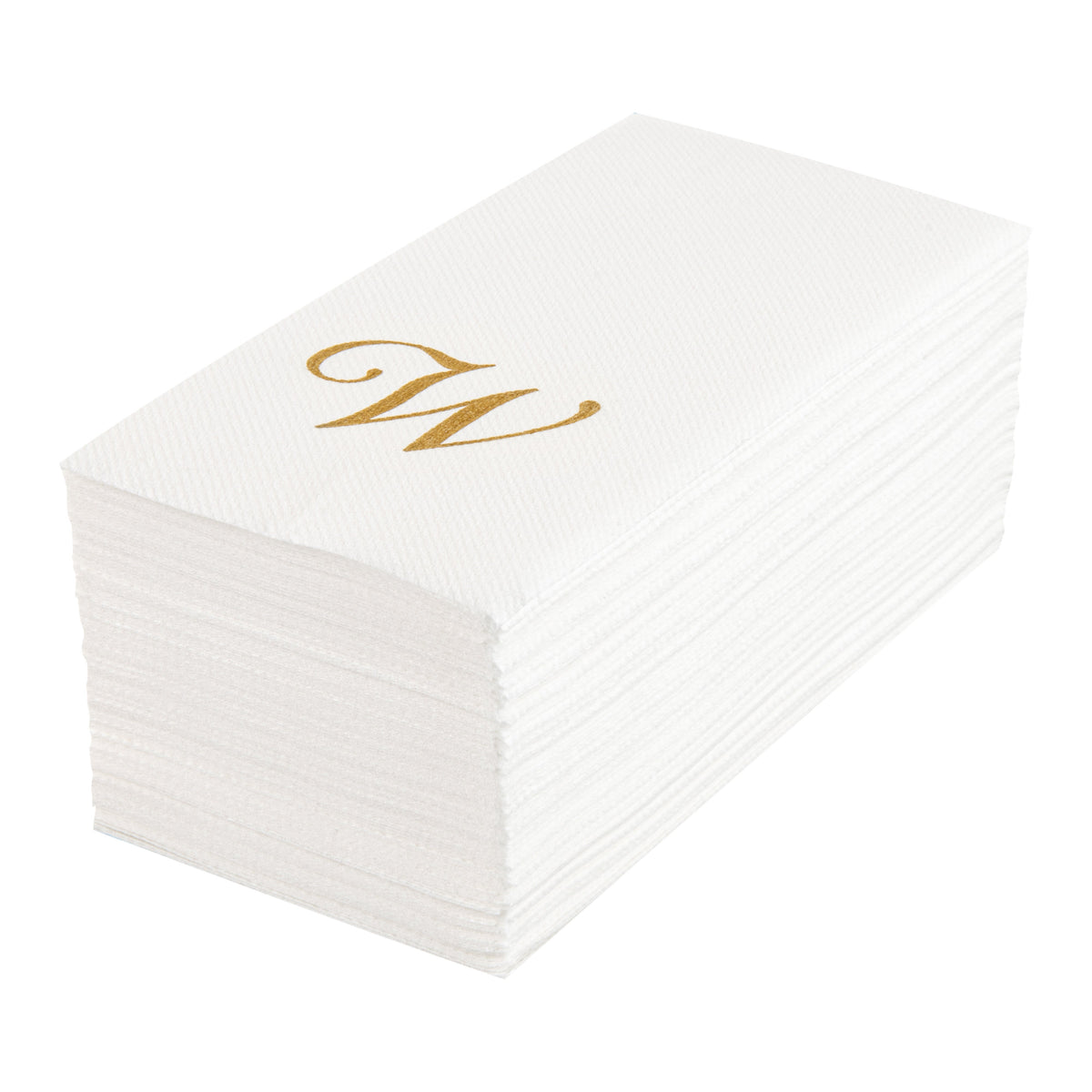 Towels, Guest, Luxenap, Linen-Like, White, with Gold Cursive Letter W, Air Laid, 15.75 x 8 Inch, 1 Each,50 - 1 COUNT