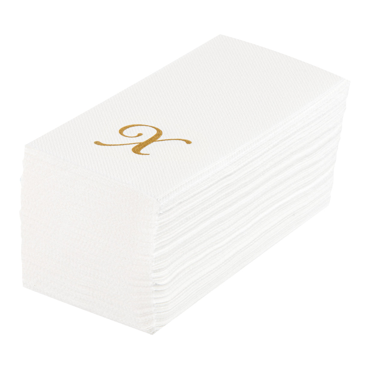 Towels, Guest, Luxenap, Linen-Like, White, with Gold Cursive Letter X, Air Laid, 15.75 x 8 Inch,50 - 1 EACH