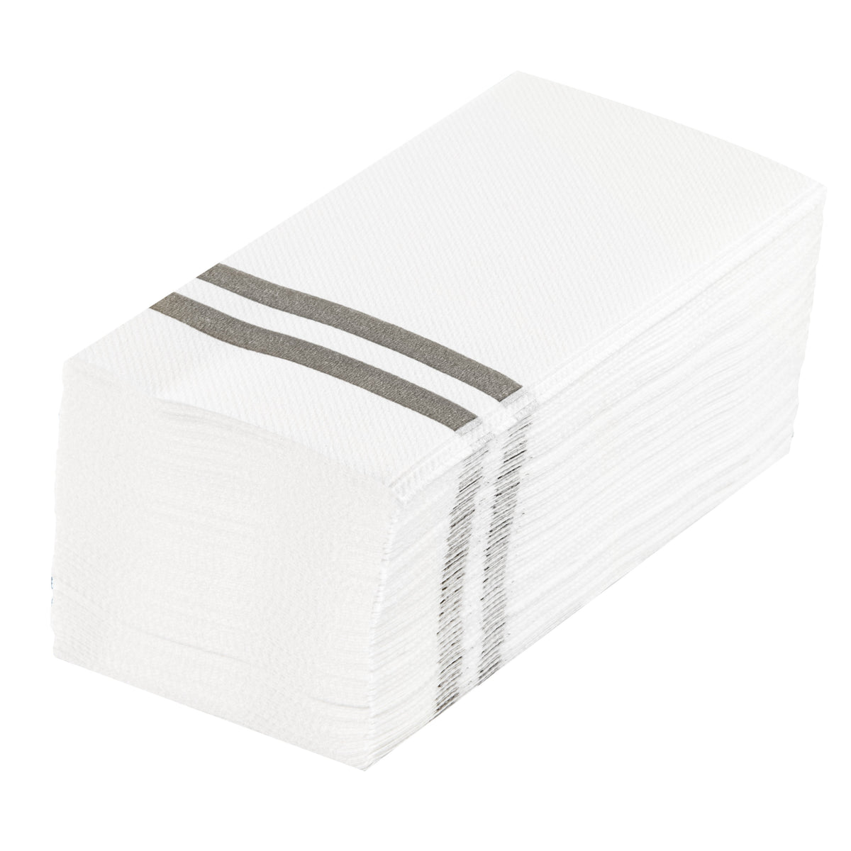 Towels, Guest, Luxenap, Linen-Like, White, with Silver Stripes, Air Laid, 15.75 x 8 Inch, 1 Each,50 - 1 COUNT