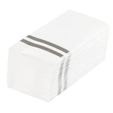 Towels, Guest, Luxenap, Linen-Like, White, with Silver Stripes, Air Laid, 15.75 x 8 Inch, 1 Each,50 - 1 COUNT