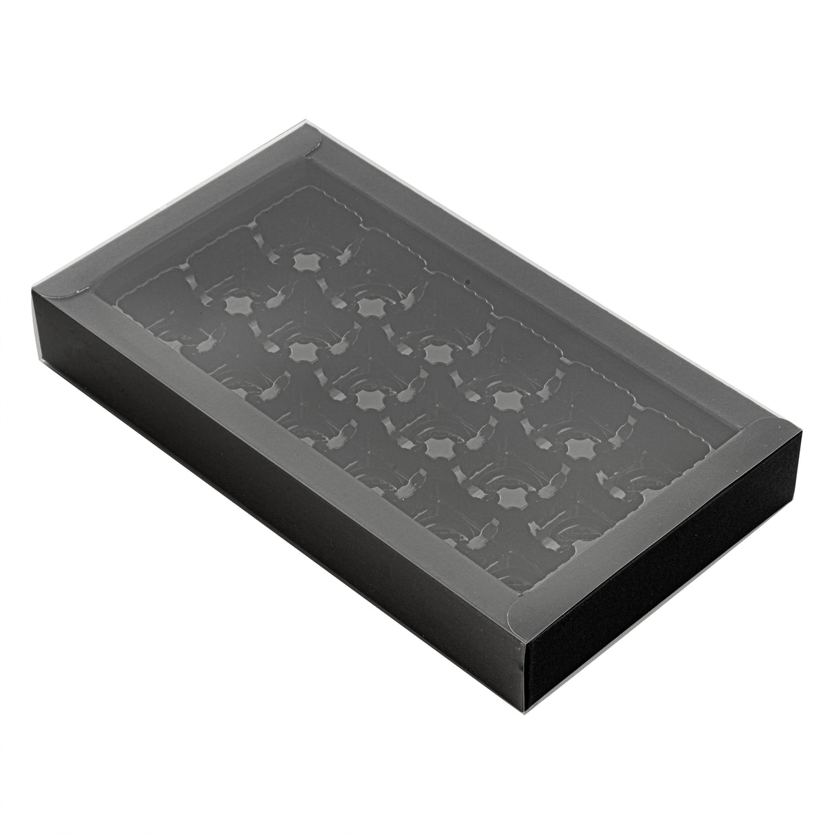 Boxes, 18-Compartment Candy & Chocolate, Sweet Vision, Paper, Black, 10 x 5.75 x 1.5 Inch, Rectangular,10 - 1 EACH