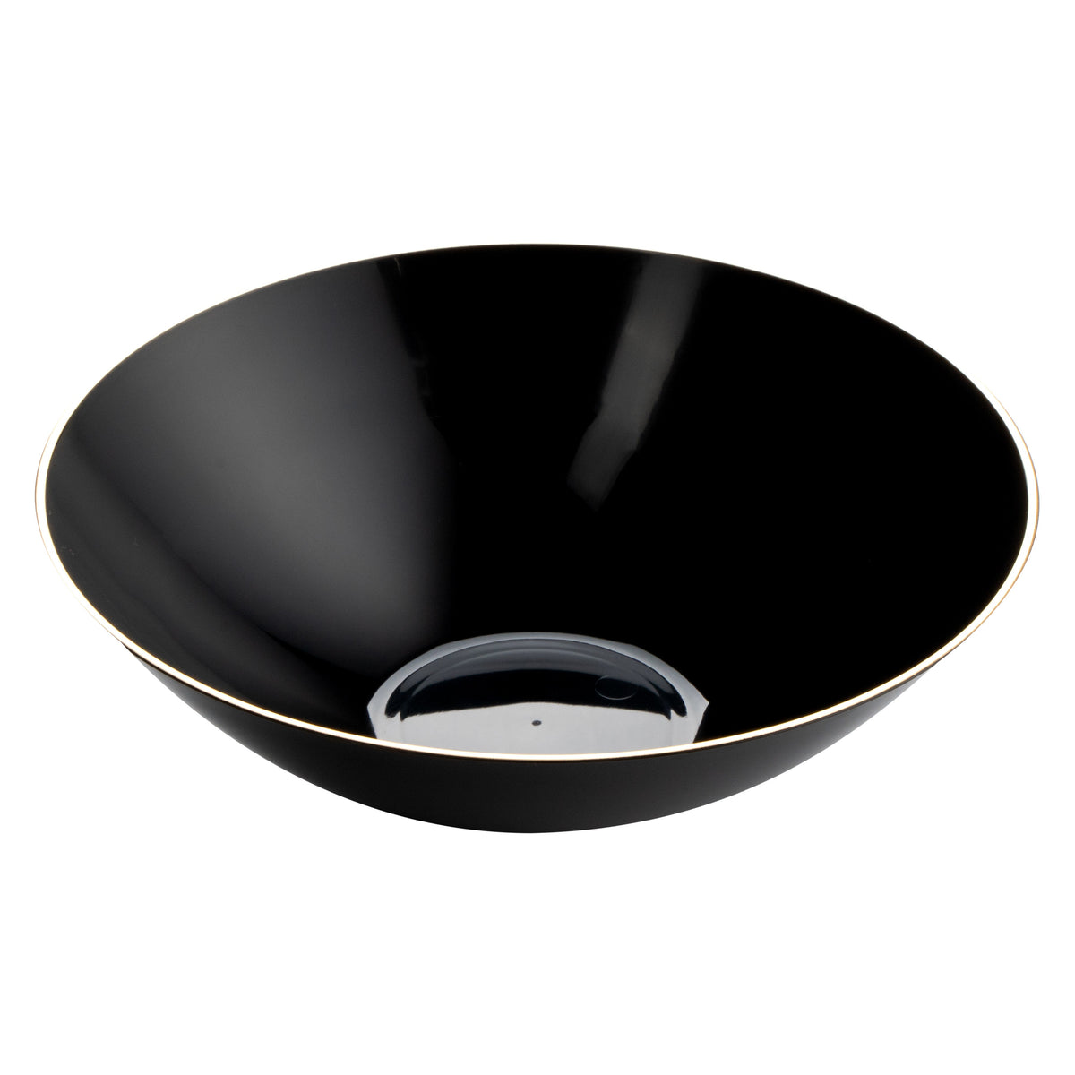Bowls, Moderna 16 Ounce, Plastic, Black with Gold Rim, Round, 7 x 7 x 2 Inch, 1 Each,20 - 1 COUNT