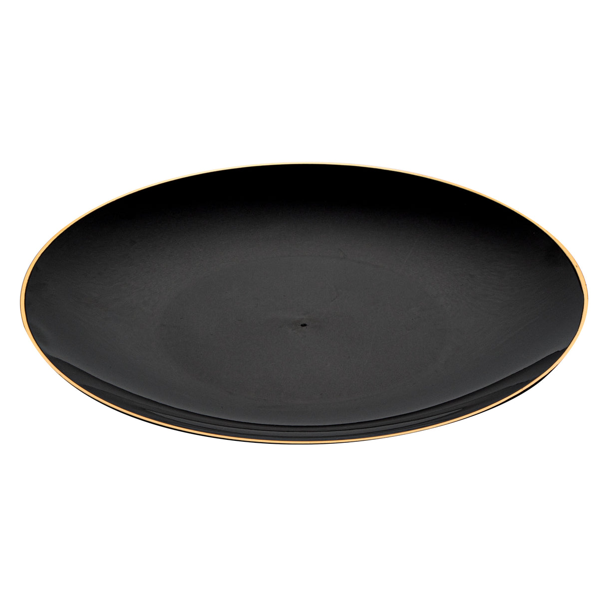 Plates, Moderna 7.5 x 0.5 Inch, Plastic, Black with Gold Rim, Round,40 - 1 EACH
