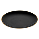 Plates, Moderna 7.5 x 0.5 Inch, Plastic, Black with Gold Rim, Round,40 - 1 EACH