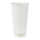 Cups, Cold, Sustain 20 Ounce, PLA-Lined Paper, White, 3.5 x 3.5 x 6.25 Inch,50 - 1 EACH