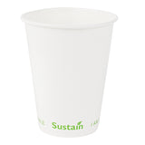 Cups, Cold, Sustain 12 Ounce, PLA-Lined Paper, White, 3.5 x 3.5 x 4.25 Inch, 1 Each,50 - 1 COUNT